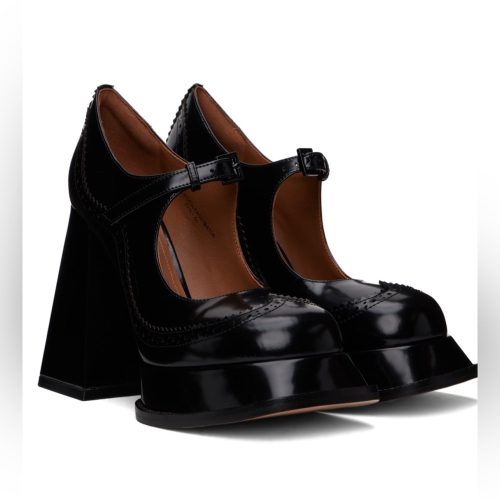 SHUSHU/TONG Black Mary Jane Platform Heels